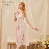 罗丝美深V领睡衣女士蕾丝美背性感洋装家居睡裙可外穿家居服11307 粉红色 160(M)