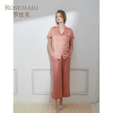 Rosemaid/罗丝美睡衣女士商场同款 春夏季新款桑蚕丝薄款高端短袖长裤套装 11061 粉色 160(M)