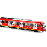 JACKIEKIM合金汽车模型带回力惯性城市交通车辆男孩玩具 红色地铁大列车+车厢