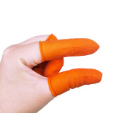 谋福 乳胶手指套 一次性无尘电子元件车间指套防滑工业防尘 橘色带麻点  中号（100只）