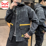猫人 MIIOW夹克男士外套春秋冬季新款中青年商务潮流连帽拉链式上衣服迷彩 灰迷彩色 M