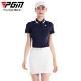 PGM高尔夫服装女装包臀短裙子上衣套装夏季T恤POLO衫透气显瘦 YF675-藏青色 XL