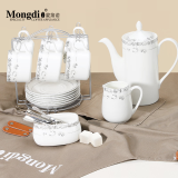 Mongdio欧式咖啡杯套装小精致拿铁杯 办公室创意陶瓷杯碟勺 欧式6件套-套头 套装