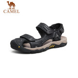 骆驼（CAMEL） 休闲沙滩男士包头防撞牛皮运动凉拖鞋 GE12220576 黑色 38 