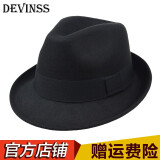 DEVINSS礼帽情侣款通用毛呢帽经典时尚保暖小礼帽子 黑色
