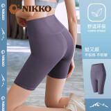 日高（NIKKO）网红瑜伽短裤女性感显瘦健身裤弹力紧身运动五分裤高腰 酱茄紫 S