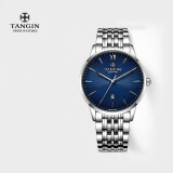 天珺（TANGIN）男士手表商务时尚瑞士女表钢带情侣手表1062 【钢带-蓝面】男士石英表-JD1062