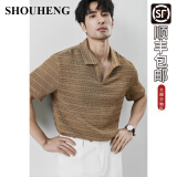 守恒（SHOUHENG）男裤男士polo短袖夏季翻领修身休闲商务男装感痞帅保罗衫冰丝透气 咖啡色 M100-120斤