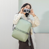 泰格奴电脑背包15.6吋女生旅游双肩包学生书包通勤苹果联想华为笔记本包 浅绿色 可放11-16寸电脑