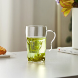 新羽手工玻璃杯绿茶杯女士高颜值耐高温喝茶杯家用透明花茶杯马克杯水杯 L03杯透明款 300ml 1只