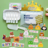 杰凯诺儿童蛋糕装饰插卡套装 10个蛋糕刀叉餐盘+蜡烛+头套 生日蛋糕装饰 儿童蛋糕装饰插卡套装10个