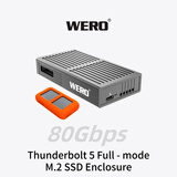 WERO雷电5全模式硬盘盒NVMe M.2固态USB协议全兼容外置扩容移动盒支持雷电3/4/5/USB兼容Pcie5.0硬盘 雷电5全模式硬盘盒-灰色+橙色硅胶套