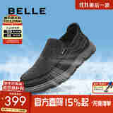 百丽透气休闲布鞋男25夏新商场同款一脚蹬懒人鞋8RW01BM5 黑色 39 (245mm)