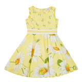 蒙娜丽莎 Monnalisa 奢侈品童装 女童黄色绿色棉质连衣裙 113910 3654 0014 4A/4岁/104cm