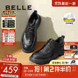 百丽商务皮鞋男秋新商场同款舒适牛皮休闲皮鞋加绒8ND01DM4预售 黑色-单里 41 (255mm)