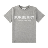 BURBERRY 巴宝莉 奢侈品童装 男童麻灰色棉质徽标印花T恤 80088821 3Y/3岁/100cm