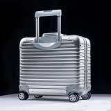 镁铝合金拉杆箱全金属16英寸行李箱万向轮商务全铝登机箱红金银色旅行箱包金属小箱子电脑密码箱 银色 镁铝合金电脑箱 16英寸