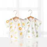 （贝婴爱）2件装夏季0-3个月新生婴儿男女宝宝衣服纯棉短袖半背内衣上衣和尚服 小柠檬+小饼干 59