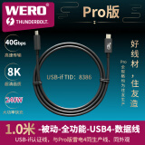 WERO PD100W240W全能USB4.0兼容雷雳雷电3硬盘盒5K8K投屏音视频声卡40G连接线 1.0米-40G-240W-USB4-Pro-黑色