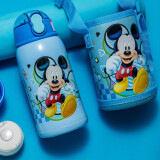 迪士尼（Disney） 儿童保温杯吸管杯大肚杯两用可选316不锈钢幼儿园小学生杯子水瓶 600ML米奇蓝3305