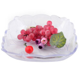 欧式塑料方形水果盘 加厚干果盘大果盘糖果盘零食盒 花朵方形白色