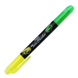 派通（Pentel） SLW8 双头双色荧光笔 彩色记号笔手账记号笔彩色笔 绿+黄1支