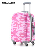 ambassador大使拉杆箱万向轮迷彩士行李箱包ABS箱个性军旅款登机箱 粉红迷彩 20英寸登机箱<