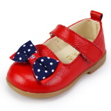 宝宝鞋子0-1岁婴幼儿鞋女童学步鞋软底婴儿鞋子春秋季小皮鞋 红色 15码内长11.5cm