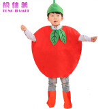 婷兰张儿童表演服水果服装时装秀蔬菜亲子装六一演出服造型衣服 苹果 170适合140-185CM左右