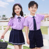浣莎（HuanSha）小学生校服夏英伦风紫色短袖运动套装儿童班服幼儿园老师园服夏装 女童 120