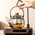 炫野玻璃煮茶壶耐高温家用提梁壶电陶炉煮茶器烧水壶泡茶壶大容量单壶 烟灰提梁壶 1000ml