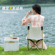 野徒者户外折叠椅子便携式板凳钓鱼椅美术生休闲马扎摆摊露营折叠桌椅子 中号-耀夜黑+收纳袋 便携露营桌椅