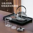 雅集耐热玻璃茶壶烟灰梨形蒸煮二用提梁壶1100ml双鱼挂绳款