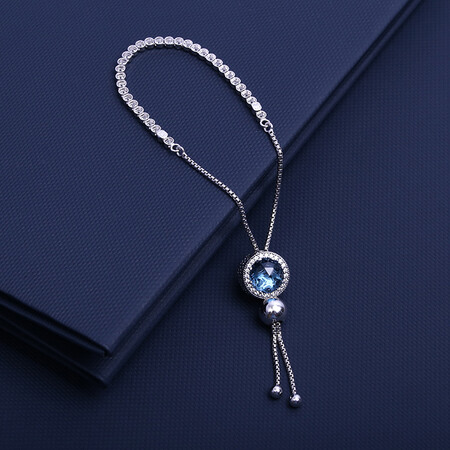 0元_pandora 潘多拉 925银士手链diy闪耀手链贵族蓝水晶锆石串珠 pand
