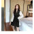 AHKA新款西装连衣裙收腰显瘦长袖名媛设计感气质韩版法式短裙 黑色 S