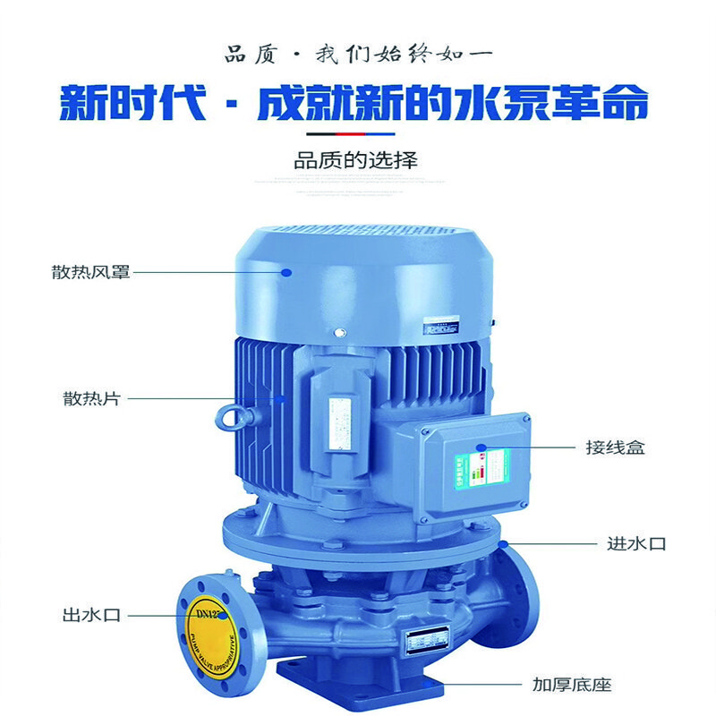 雷动 人民IRG立式管道泵三相离心泵冷却塔增压工业380V暖气循环泵铜 IRG50-160A-2.2KW11.7吨28米 