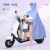 耀王 电动车雨衣PVC骑行车衣仪表透明男女电动自行车双人亲子雨披 单人-雪花蓝 均码 