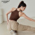 欧迪鸟（ODYBIRD）一体式运动内衣女防震跑步背心训练瑜伽服上衣普拉提健身文胸 焦糖 S /70ABC(80-100斤)