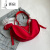 袋鼠（KANGAROO）流行帆布包女夏季百搭新款大容量单肩红色斜挎包小众简约饺子包 酒红色