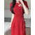 细霓送考旗袍日常可穿红色2024新款夏季新中式少女改良结婚礼服年轻款 胭脂 S
