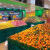 超市水果店展示架货架中岛陈列塑料折叠筐水果蔬菜框折叠周转箱框 湖蓝色 60cmx40cmx22cm