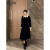 蔓尔依（MANERYI）小香风连衣裙女2024年新款春秋装韩版气质收腰显瘦假两件时尚裙子 黑色连衣裙 S