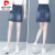 皮尔卡丹牛仔半身裙女2024年夏季新款高腰显瘦薄款a字包臀时尚一步短裙子 蓝色 31/3XL