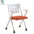塑胶护腰培训椅便携折叠一体培训椅白色车行接待椅多功能会议椅子 带扶手轮白胶橙色座
