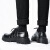 VZVU皮鞋男士新款鳄鱼纹正装商务大头厚底黑色结婚新郎休闲鞋 黑色 38