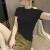 RKTR t恤女短袖春夏新款半高领修身打底半袖上衣 黑色 XL  109-120斤