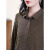 阿吉多长袖衬衫新款女秋冬弹力针织提花叠穿加厚衬衣气质上衣 棕色 M （109-120斤）