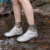 山都澳 防雨鞋套加厚耐磨底成人雨靴男女通用仿硅胶水鞋套 茶色（M34-36) 