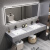广东佛山卫浴现代简约大理石双人洗漱台公共卫生间浴室柜单层 1.7米双盆智能方镜款