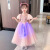 迪士尼（Disney）公主裙女童夏季连衣裙2024新款洋气儿童短袖演出礼服裙子女宝夏装 花环 100cm